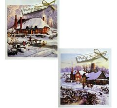 8 Luxe Handmade Gevouwen Kerstkaarten Met Enveloppen  - Met Glitter en Folie - Design 3