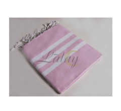 Hamamdoek Lichtroze 100 x 180 cm 2 x 3 strepen