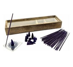 Wierook Cadeau set - 30 Wierookstokjes &amp; 10 kegels Incl. Aluminium houder - Geur Roos