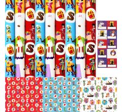 Club Van Sinterklaas Inpak Cadeaupapier incl. 40 naamstickers - 9 Rollen 70 cm x 2 meter