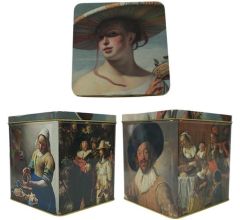 Rijksmuseum - Bewaarblik - Voorraadblik - Vierkant - Los deksel - Kunst - LBH 13 x 13 x 14 cm