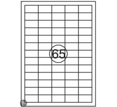 Benza Zelfklevende Etiketten op A4 Vel - 38 x 21,2 mm - 65 stickers per vel - 100 vel