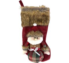 Luxe 3D Kerstsok - Kerstman - 34 x 17 cm - Rood