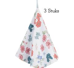 Clayre &amp; Eef - Theedoek - Keukendoek - 100% Katoen - Veldbloemen - Ø 80 cm - 3 stuks