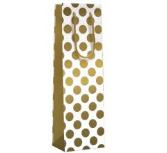 Big Dots Gold - Wijntas Wijnfles zak met koord - 39 x 12 x 9 cm - 12 Stuks