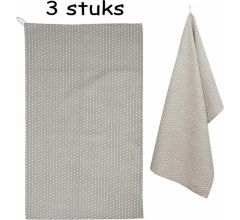 Clayre Eef - Theedoek - sterren - Taupe - 3 stuks