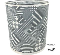 Pomax - NVY Collage - Waxinelicht - Windlicht - glas - Grijs - Zwart - D 8,8 x H 10 cm - 3 Stuks