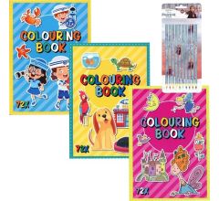 3 kleurboeken A4 - Meisjes - Incl. 10 Disney Frozen kleurpotloden