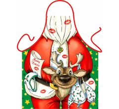 Kerstman met rendier - Grappig Leuk Schort Keukenschort