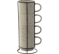 Gusta - Rek Met Koffie en Thee kopjes - Mokken Ivoor 350 ml - 4 Stuks