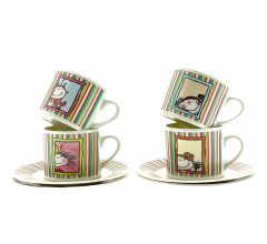 Girl Talk - Kop en Schotel - Set van 4 - 200ml