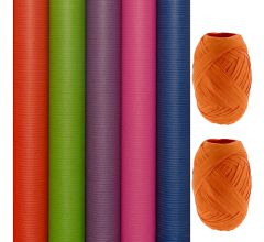 Gekleurde kraft assortiment cadeaupapier inpakpapier - 200 x 70 cm - 5 rollen