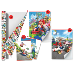Mario Kart - Back to School Schoolpakket - Kaftpapier Voor Schoolboeken En Schriften
