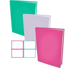 Meisjes pakket 5 assortiment rekbare boekenkaften A4 - 6 stuks inclusief kleur textiel labels