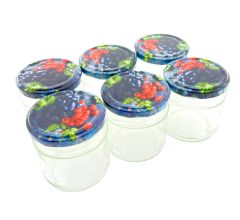 Confituur pot Jampot Inmaakpot met schroefdeksel van 210 ml - 7 x 7 cm - 6 stuks