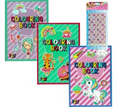 3 kleurboeken A4 - Meisjes - Incl. 10 Disney Princess kleurpotloden