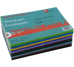Benza Wenskaart Enveloppen Assorti Intense Kleuren - 16,2 x 11, 4 cm = C6 - 100 stuks