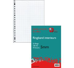 Benza - Ringbandpapier A4 - Wiskundepapier Ruit 5 mm - 23 ringen - 100 vel