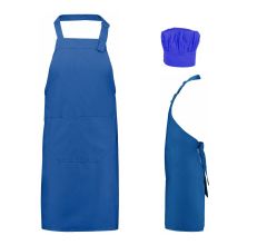 Benza Schort Keukenschort voor volwassenen 75 x 85 cm en koksmuts - Kobaltblauw