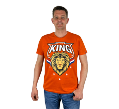 Oranje Heren T-Shirt - King -  Voor Koningsdag - Holland - Formule 1 - EK/WK Voetbal - Maat XL